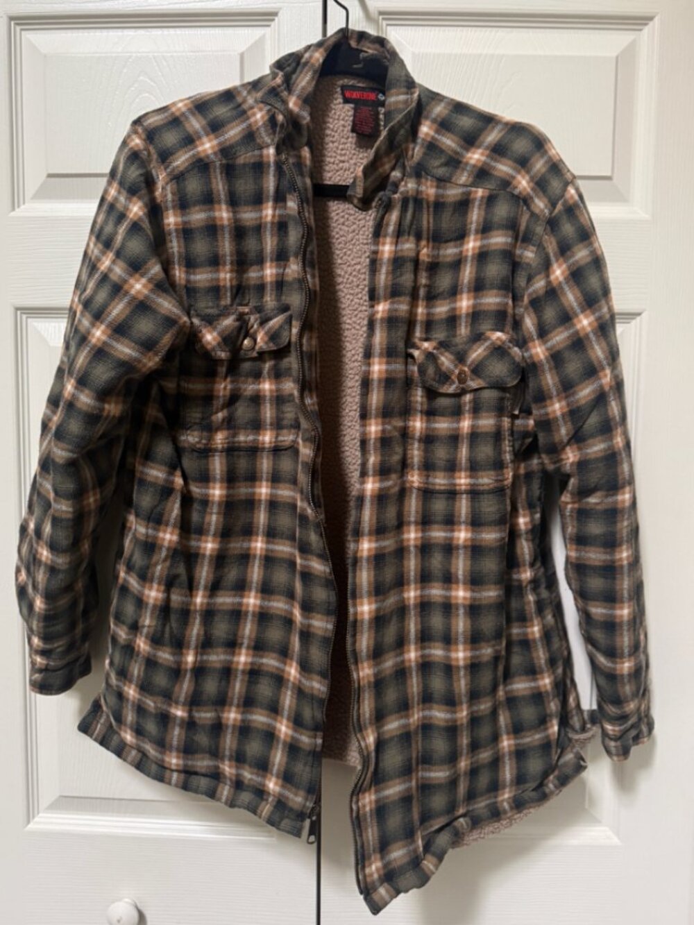 Wolverine Men's M Plaid Sherpa Lined Workwear Shirt Jacket